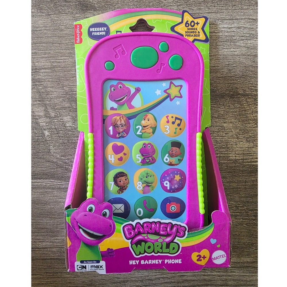 Fisher-Price Barney's World Hey Barney Phone Toddler Musical Toy 60+ Sounds NEW